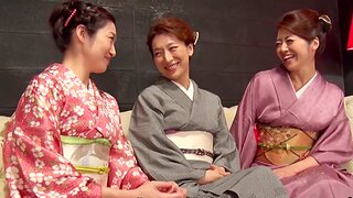 Japanese traditional housecoat orgy with Maki Hojo and friends